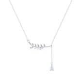 عصفور كريستال سلسلة فضة عيار 925 بتصميم فرع شجر مرصع بالزركون